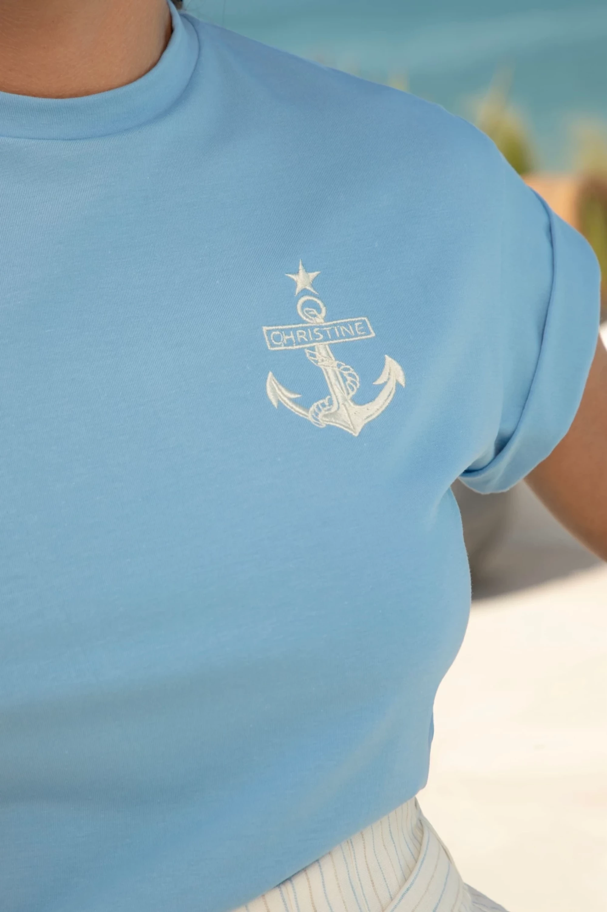 Thumbnail 3 of Синя тениска с бродерия "WHITE SEA"