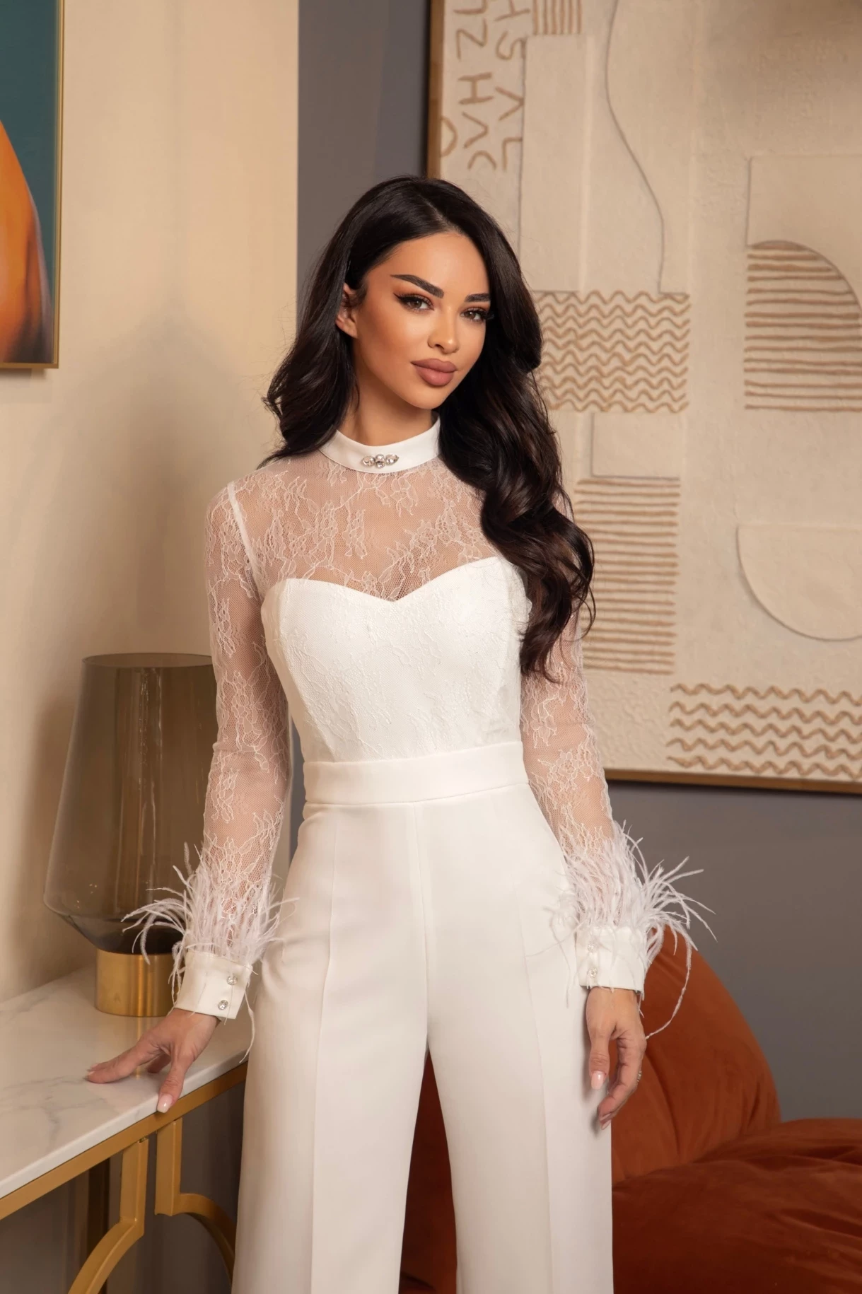 Thumbnail 3 of Бял гащеризон с пера "AMBER"