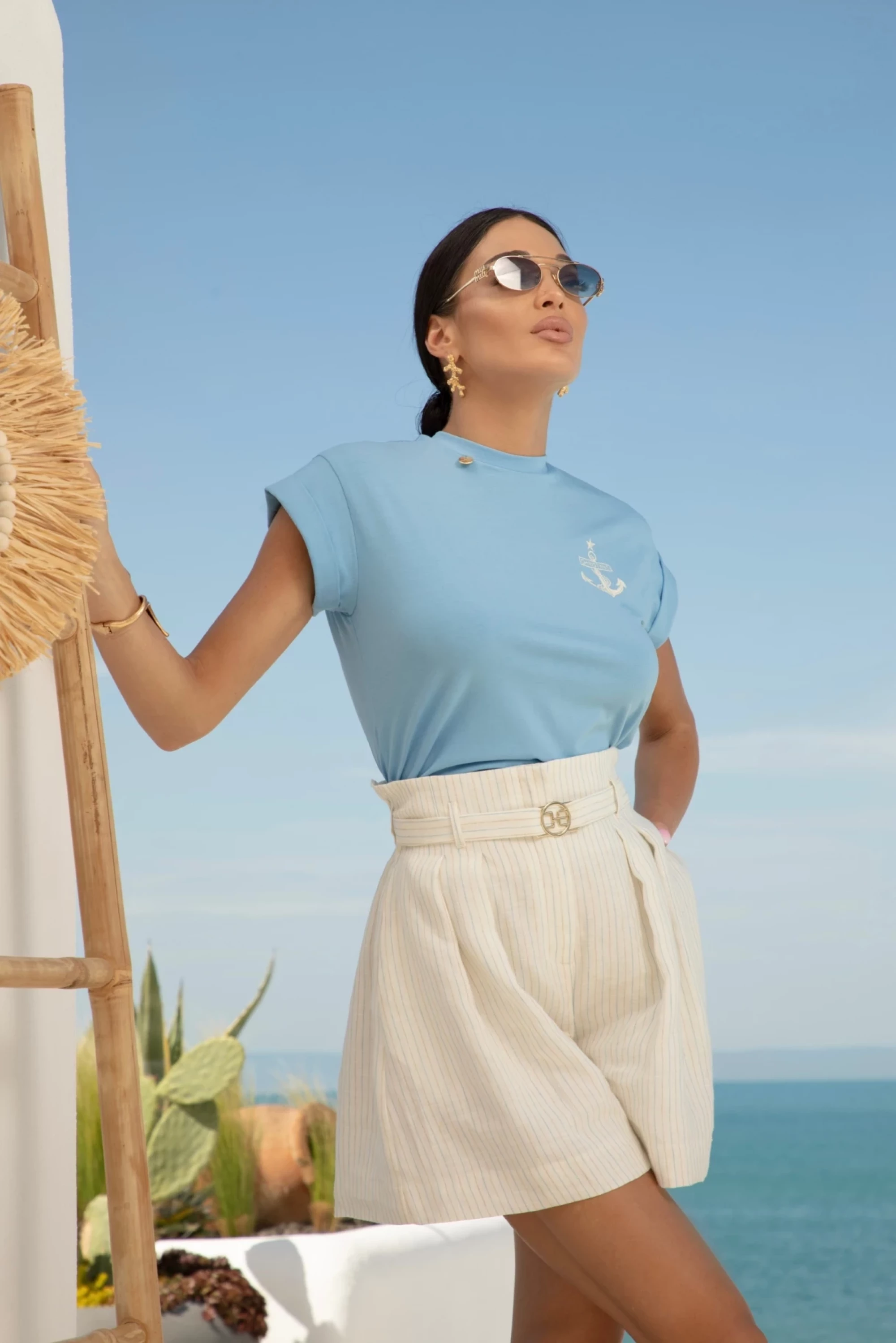 Thumbnail 2 of Синя тениска с бродерия "WHITE SEA"