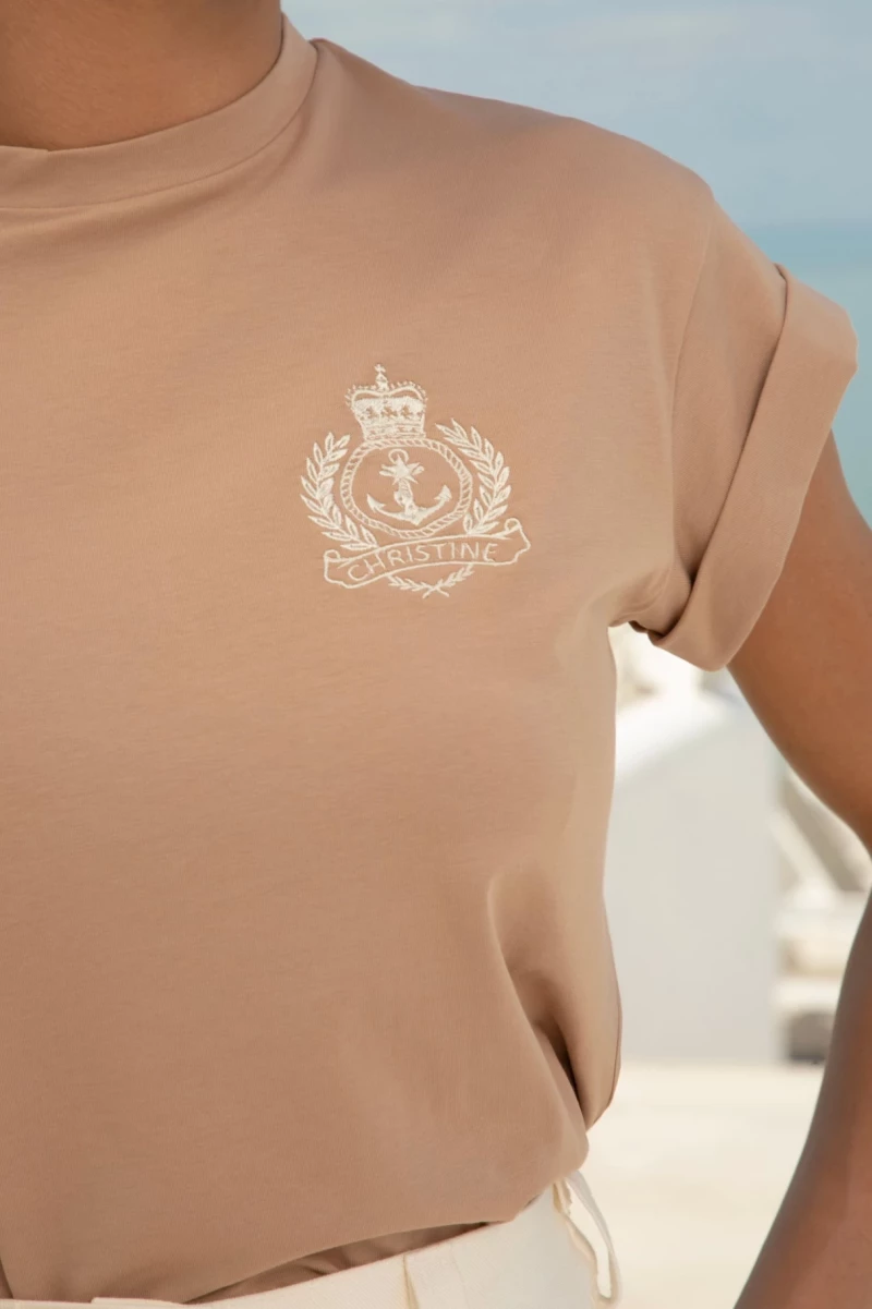 Thumbnail 2 of Бежова тениска с бродерия "WHITE SUN"