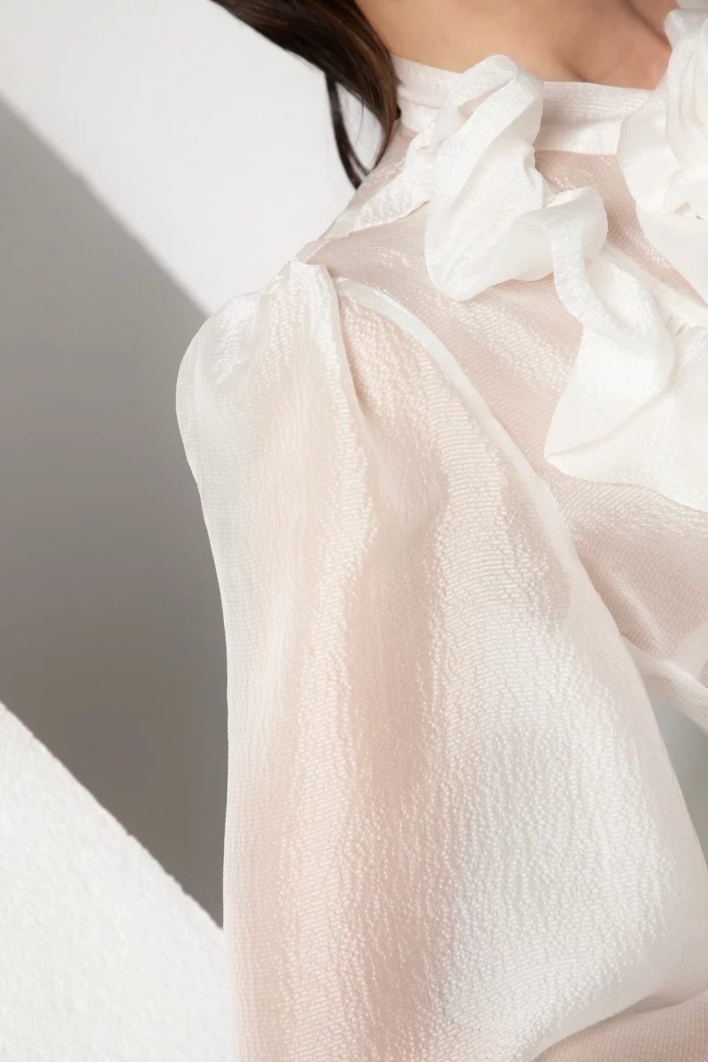 Thumbnail 5 of Риза от естествена коприна с ръчно изработено цвете "SILK SEDUCTION"