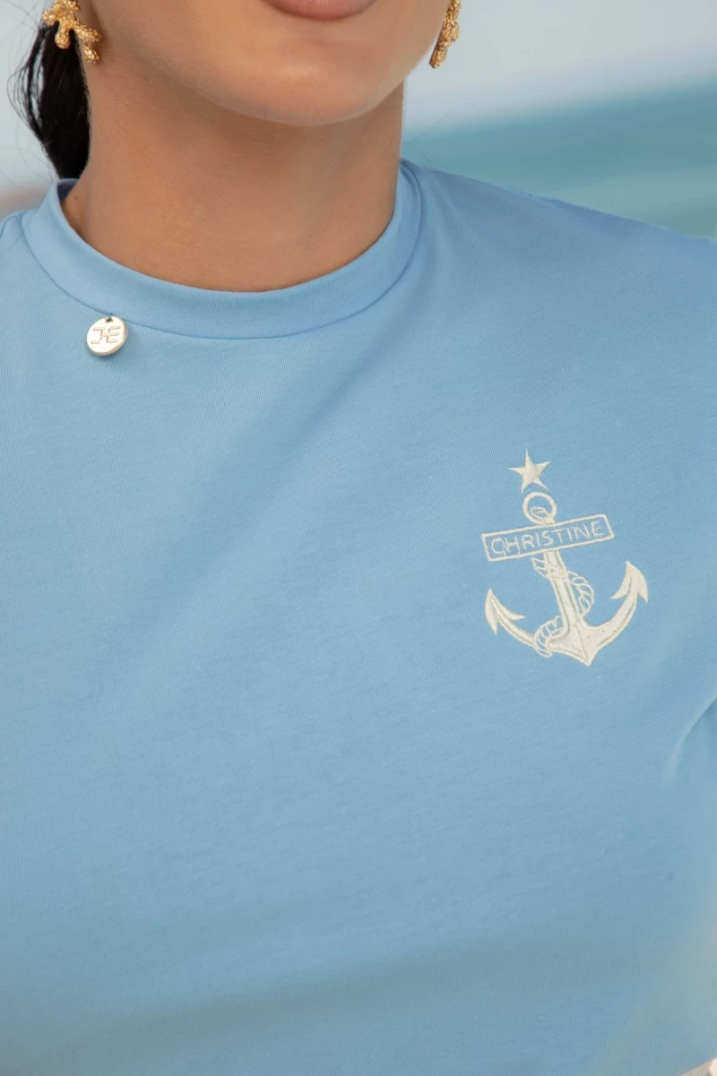 Thumbnail 4 of Синя тениска с бродерия "WHITE SEA"