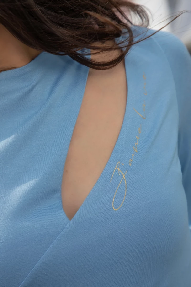 Thumbnail 2 of Синя блузка "J'AIME LA VIE"