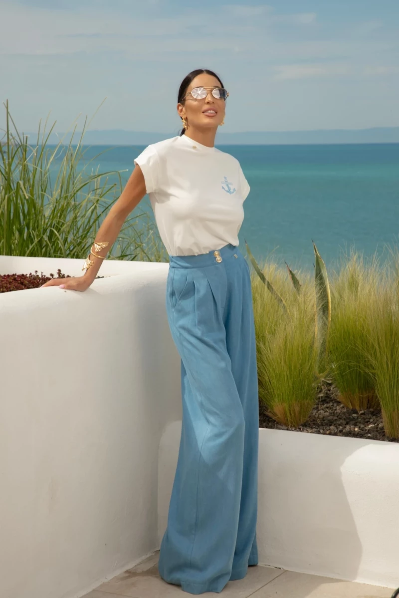 Thumbnail 3 of Бяла тениска с бродерия "BLUE SEA"