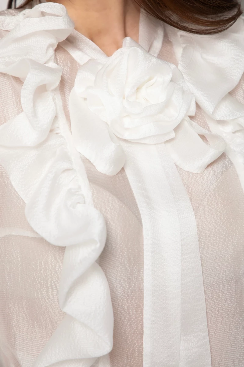 Thumbnail 6 of Риза от естествена коприна с ръчно изработено цвете "SILK SEDUCTION"