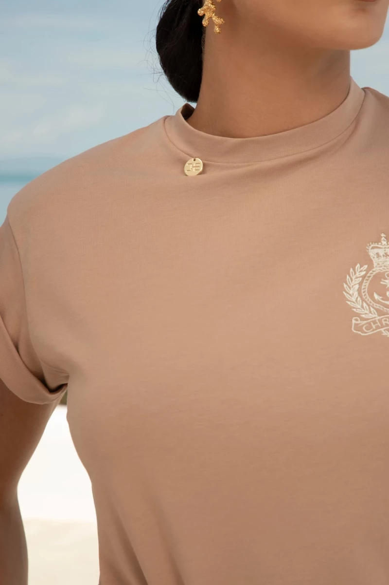 Thumbnail 1 of Бежова тениска с бродерия "WHITE SUN"