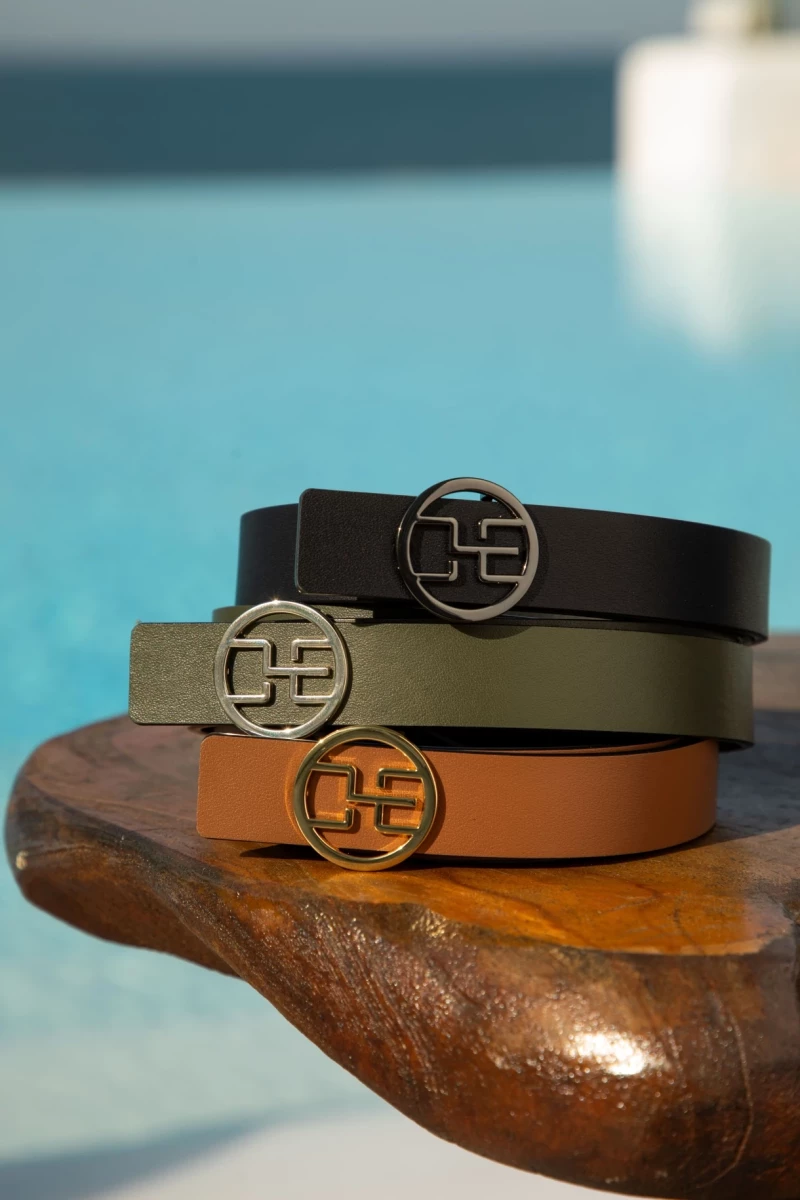 Thumbnail 2 of Зелен колан с избор на тока от естествена кожа "GREEN CHRISTINE"