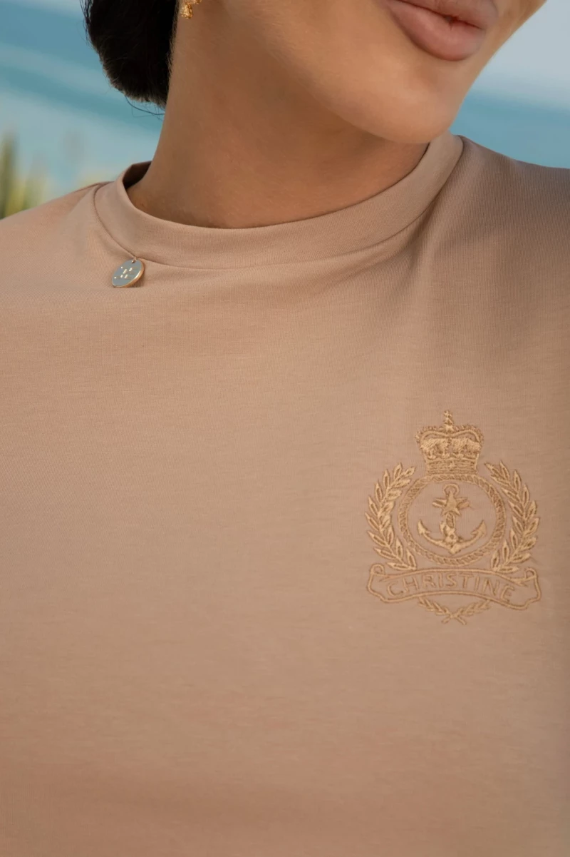 Thumbnail 2 of Бежова тениска с бродерия "GOLDEN SUN"