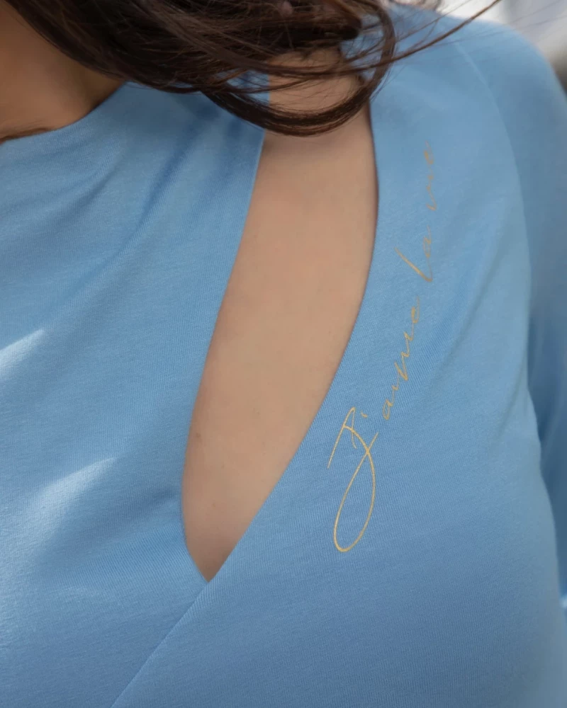 Thumbnail 2 of Синя блузка "J'AIME LA VIE"