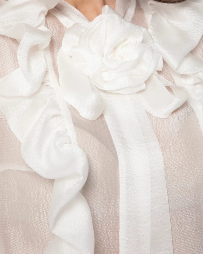 Thumbnail 6 of Риза от естествена коприна с ръчно изработено цвете "SILK SEDUCTION"